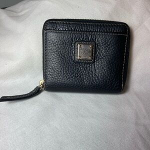 Dooney & Bourke Black Pebbled Leather Zip Around Wallet